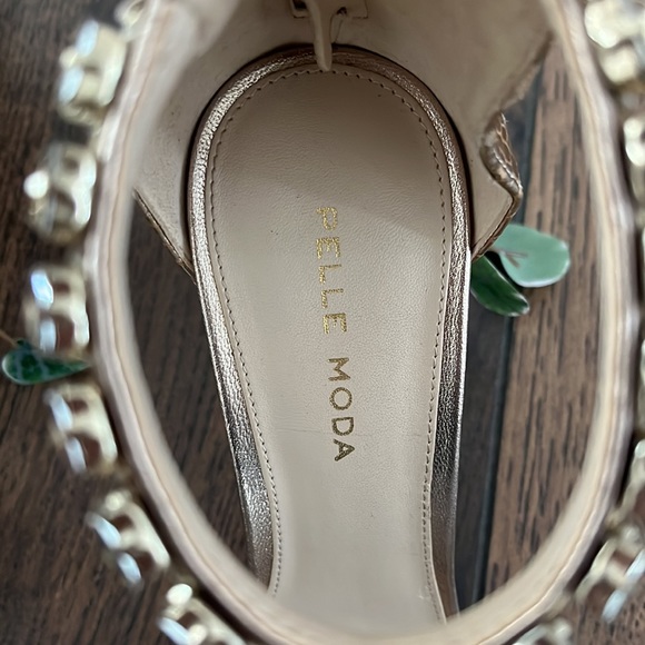 Pelle Moda Frisk Embellished Heels in Gold Snakeskin Leather - Picture 4 of 9